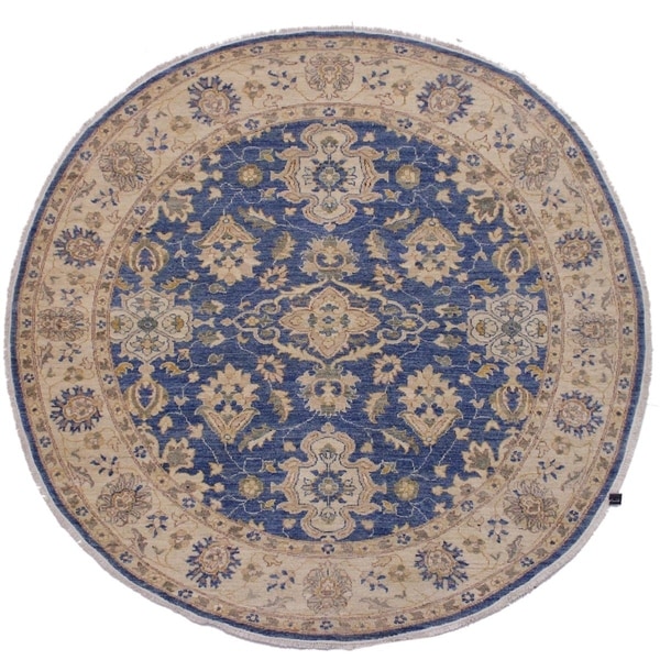 Ziegler Kafkaz Spalding Blue/Ivory Round Rug -6'7 x 6'8 - 6'7" x 6'8"
