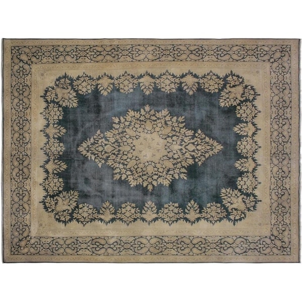 Vintage Distressed Sorensen Grey/Brown Wool Rug -9'9 x 12'10 - 9'9" x 12'10"