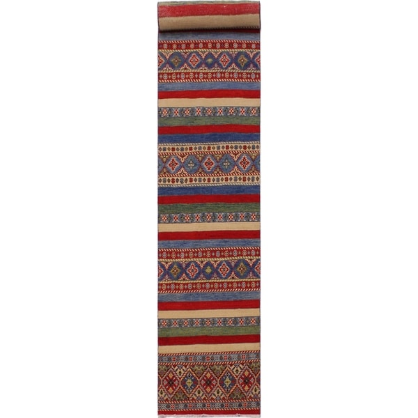 Khurgeen Snow Red/Ivory Wool Runner -2'9 x 10'1 - 2'9" x 10'1"