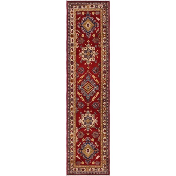 Kazak Stowe Red/Ivory Wool Runner -2'8 x 9'9 - 2'8" x 9'9"