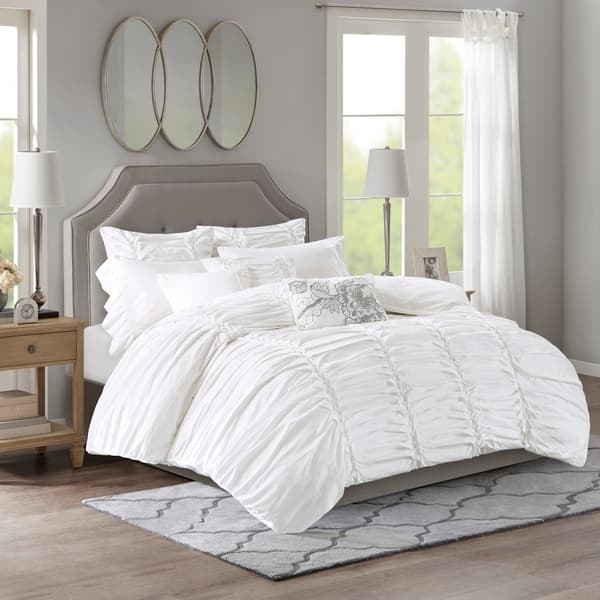 Madison Park Signature Gardenia White Oversized Duvet Style Cotton Comforter Set Overstock 27869975