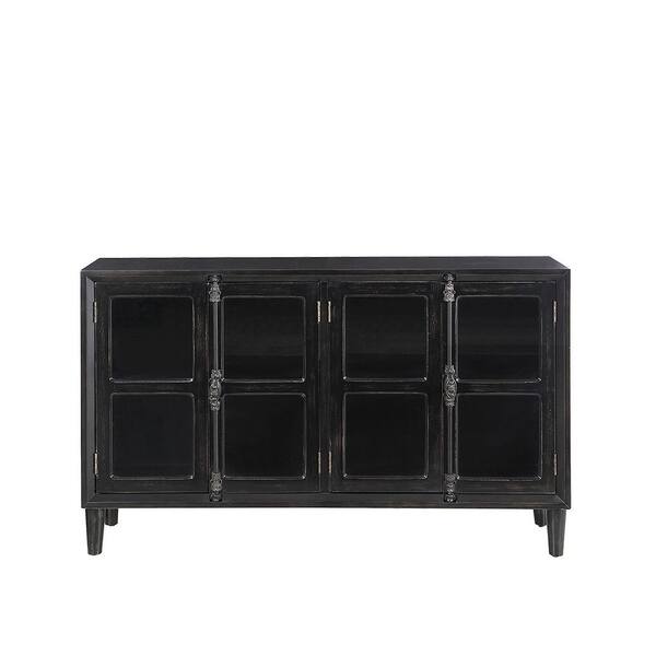 Shop Valentin Black Finished Dark Birch Wood Clear Glass 4 Door