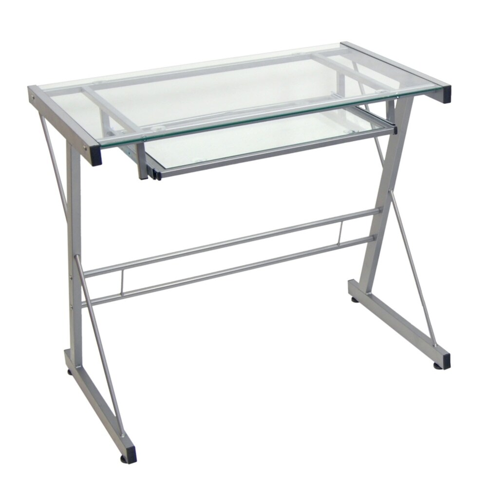 small computer desk with glass top