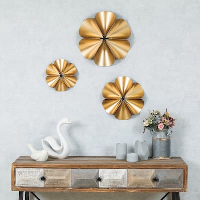 3pc Gold Flower Wall Decor
