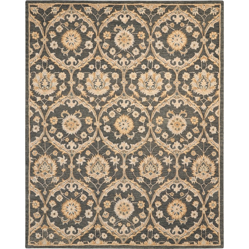 Nourison Jazmine Hand-Tufted Vintage Inspired Area Rug - 8' 6" x 11' 6" - Navy - Runner/Rectangle