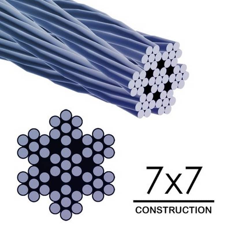 ALEKO Aircraft Galvanized Steel Cable Wire Rope - 1/16-Inch - 7 x 7 - 100 Feet