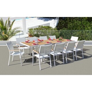 Essence White Upholstered 11-piece Dining Set