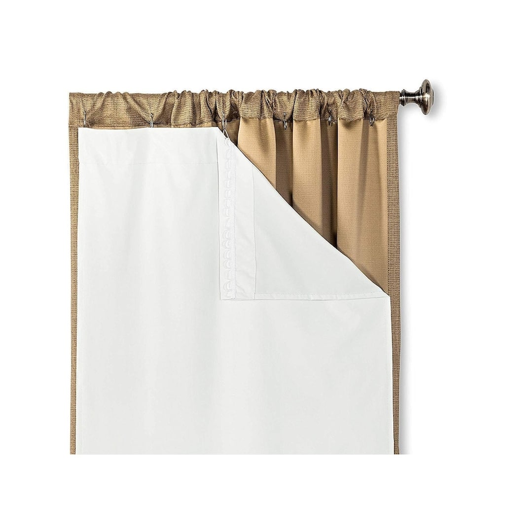 HLC.me White Thermal 100% Blackout Grommet Rod Pocket Curtain Liner Complete Darkness & Privacy - Set of 2