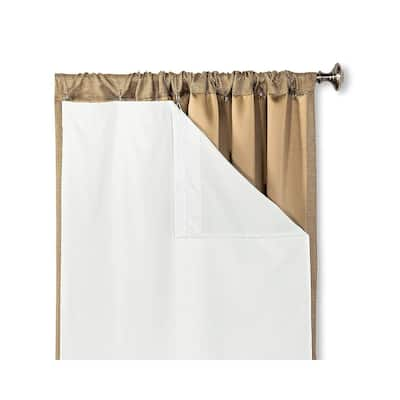 HLC.me White Thermal 100% Blackout Grommet Rod Pocket Curtain Liner Complete Darkness & Privacy - Set of 2