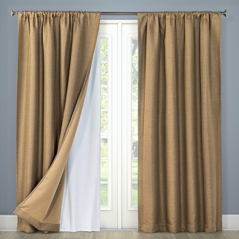 HLC.me White Thermal 100% Blackout Grommet Rod Pocket Curtain Liner Complete Darkness & Privacy - Set of 2