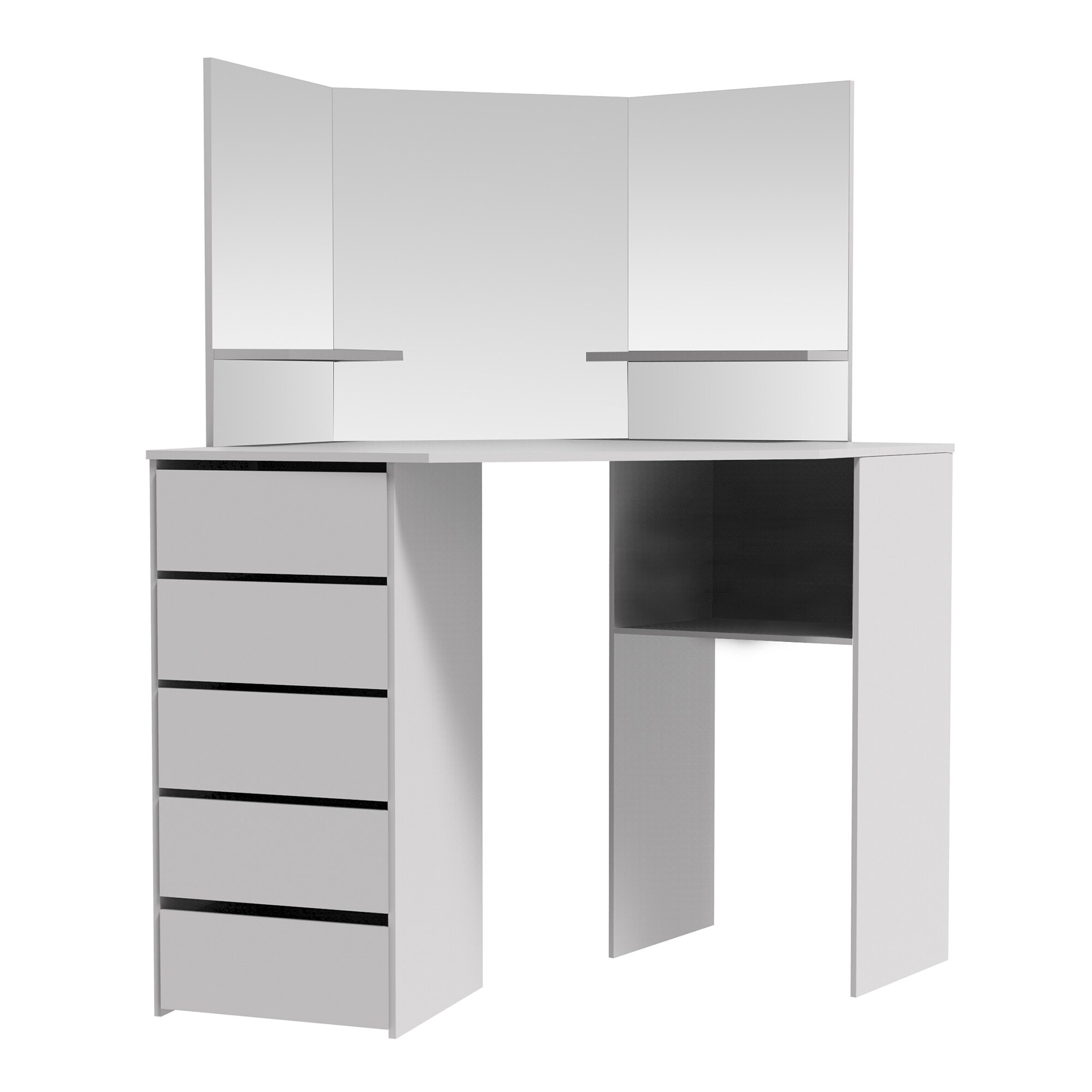 Shop Victoria Corner Makeup Table With Mirror And Integrated Storage Overstock 27871639