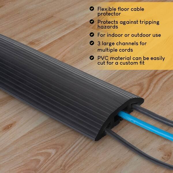 Shop Floor Cable Cover 10 Ft Black Duct Cord Protector Covers Cables Cords Or Wires 3 Channel On Floor 10 Ft Overstock 27871951