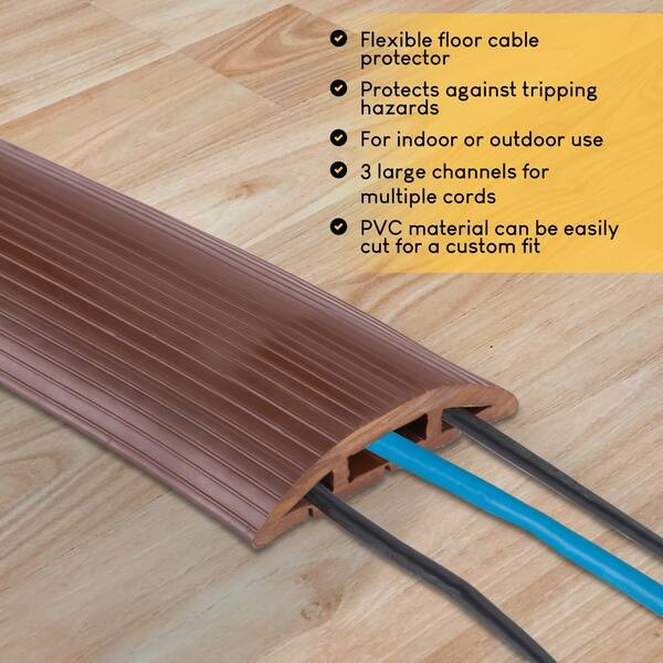 Floor Cord Protector Covers Cables Cords Or Wires 3 Channel For Sidewalks Or Walkways For Home Or Office Doorways 4 Ft Overstock 27871952
