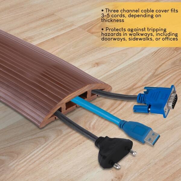 Floor Cord Protector Covers Cables Cords Or Wires 3 Channel For Sidewalks Or Walkways For Home Or Office Doorways 4 Ft Overstock 27871952