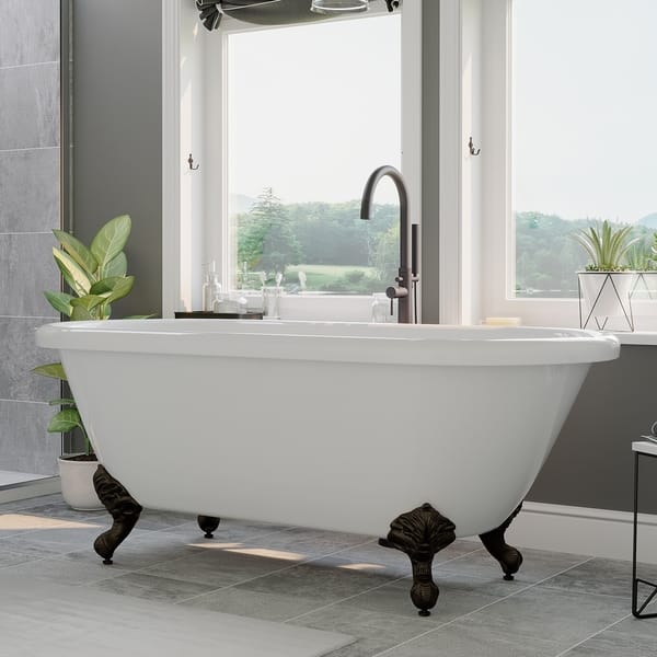 Acrylic Double Ended Clawfoot Bathtub 60 X 30 With No Faucet Drillings And Oil Rubbed Bronze Feet 29 59 25 Acrylic Double Ended Clawfoot Bathtub 60 X 30 With No Faucet Drillings And Oil Rubbed Bronze Feet 29 59 25