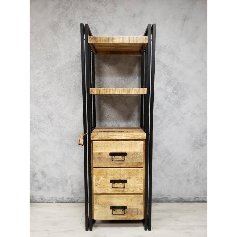 Handmade Mango Wood Tall Rack with Wood Drawers (India) - 71"H x 23.75"W x 15.75"D