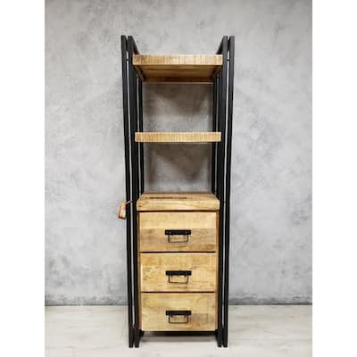 Handmade Mango Wood Tall Rack with Wood Drawers (India) - 71"H x 23.75"W x 15.75"D