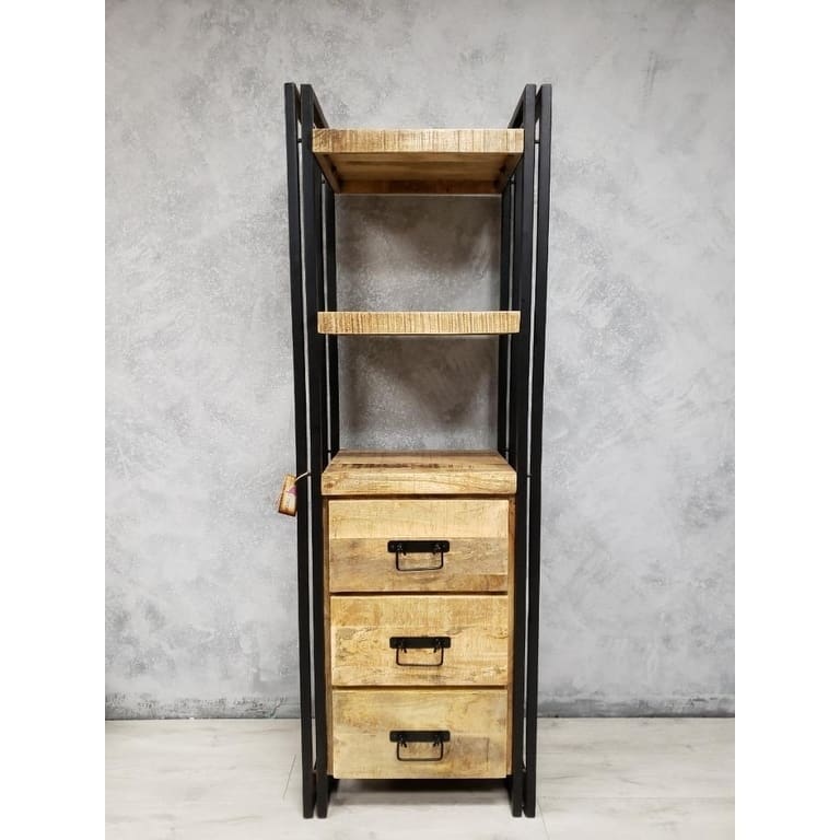 Handmade Mango Wood Tall Rack with Wood Drawers (India) - 71"H x 23.75"W x 15.75"D