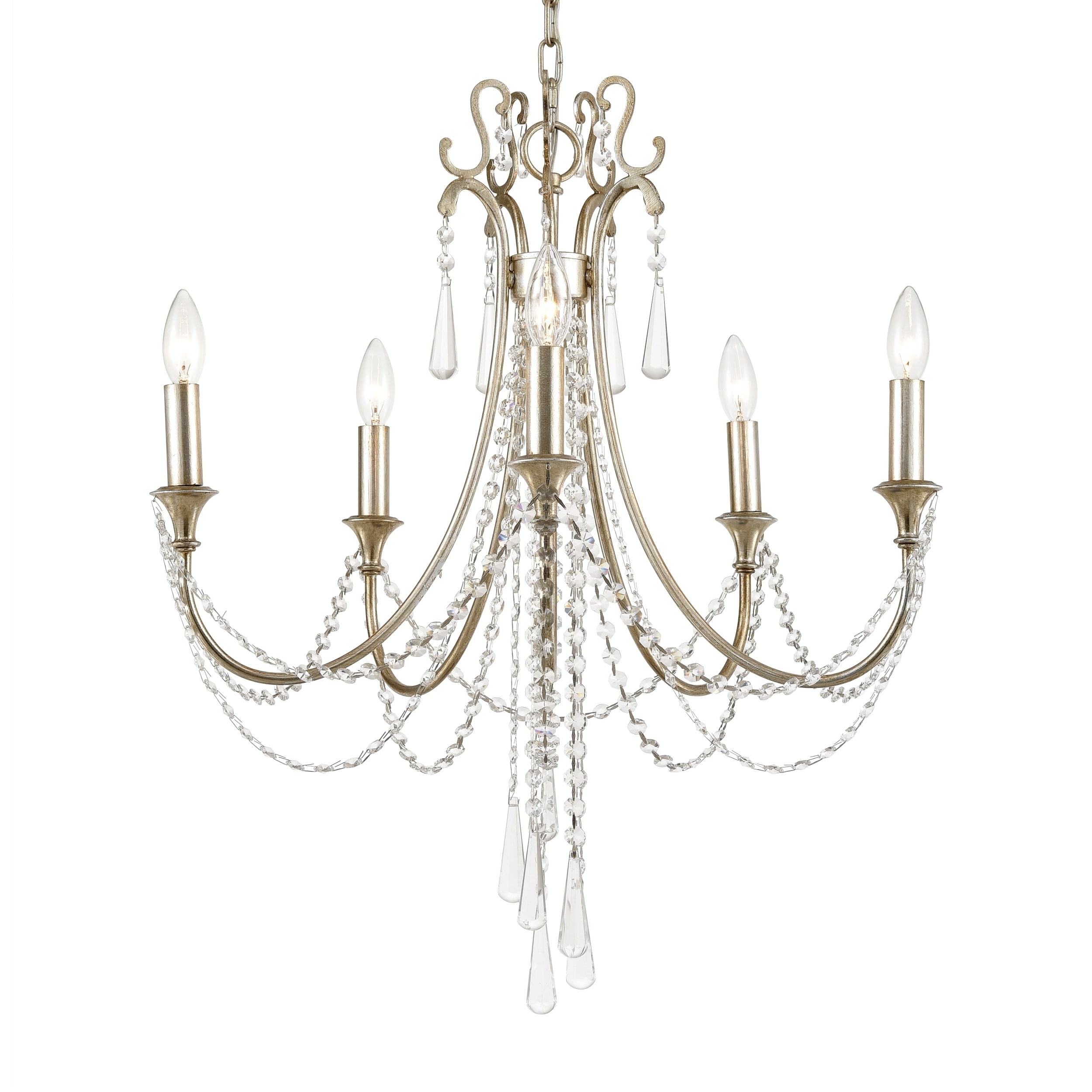 Arcadia 5-light Antique Silver Chandelier - Antique Silver - Chandeliers For Bedrooms by Overstock.com