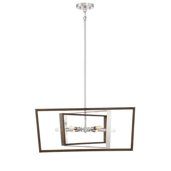 slide 2 of 3, Good Lumens 6-Light Brushed Nickel and Corona Bronze Pendant