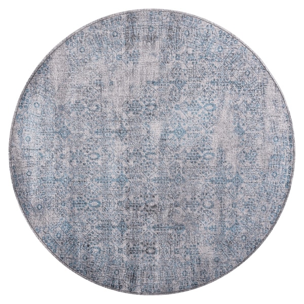 GAD DAISY Collection Garden Stylish Classic/Transional L.Gray/Blue Rug - 7'R