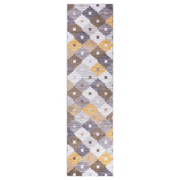 GAD PRIMROSE Collection Quilt Stylish Transional Quilt Yellow Area Rug - 2'2" X 7'10"