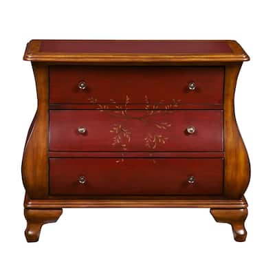 Oxblood Two-Tone Wooden Bombay 3 Drawer Chest