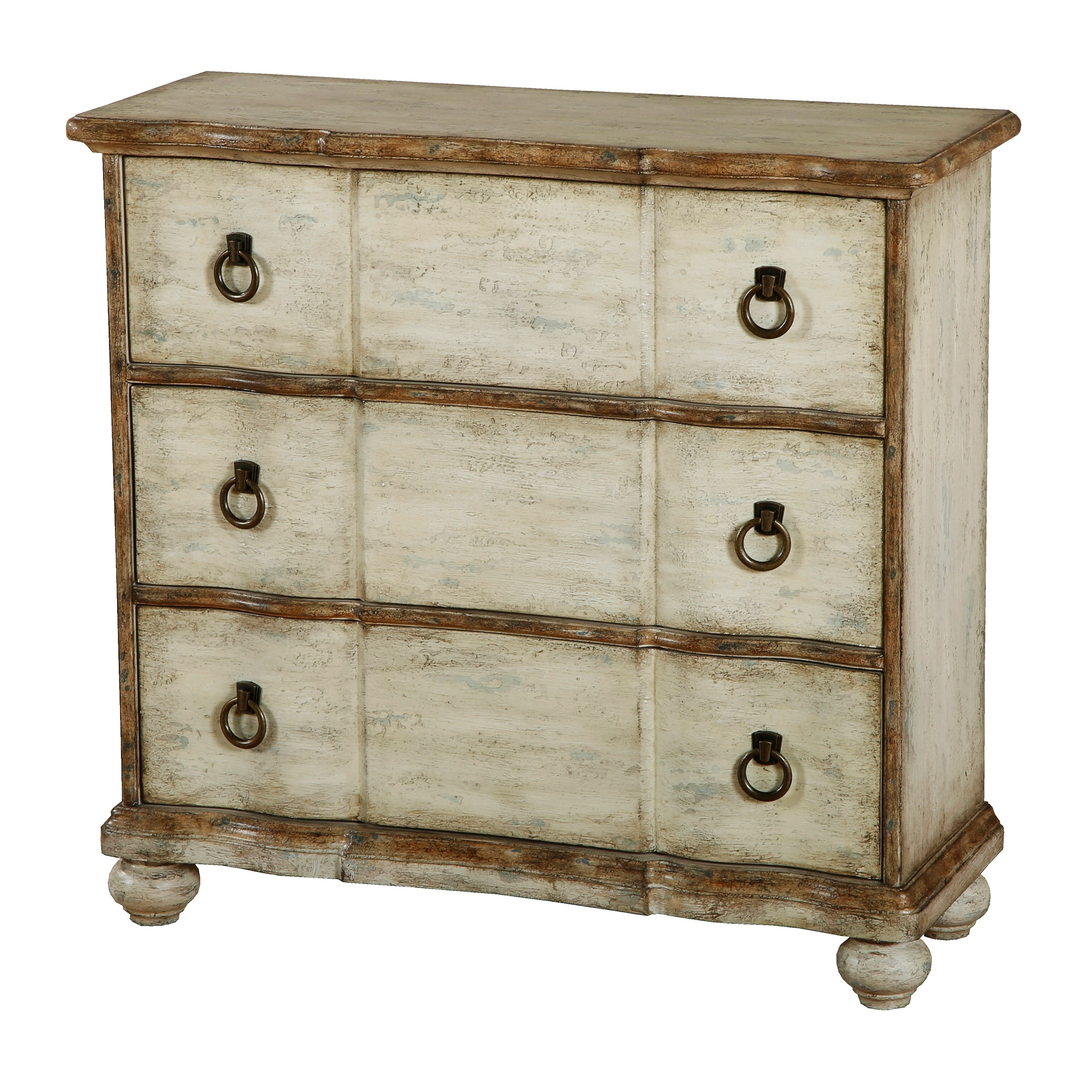 Shop Distressed Farmhouse Three Drawer Chest In Antique Cream