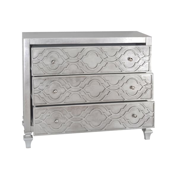 Shop Woven Trellis Three Drawer Accent Chest In Silver Leaf Free