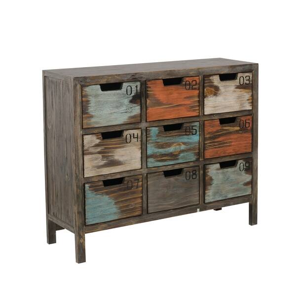 Shop Wide 9 Drawer Apothecary Chest In Rustic Multicolor Free