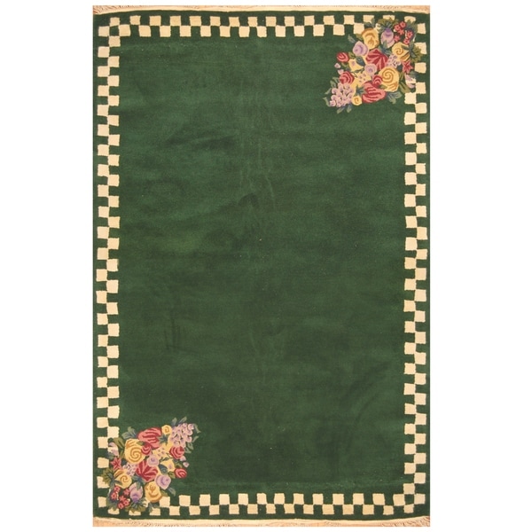 Handmade One-of-a-Kind Tibetan Wool Rug (India) - 5' x 8'. Opens flyout.