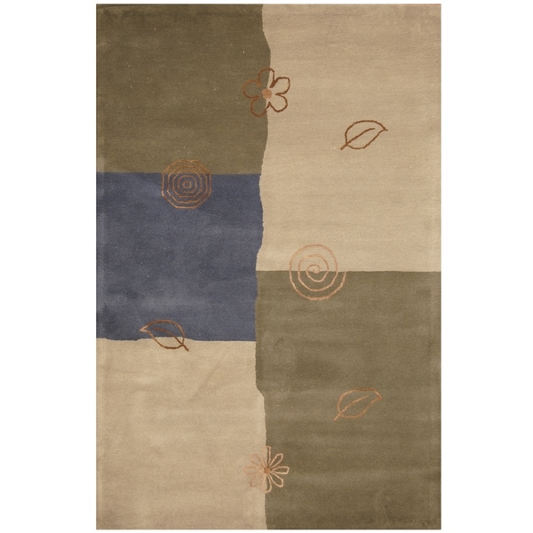 Handmade One-of-a-Kind Tibetan Wool Rug (India) - 5' x 8'. Opens flyout.