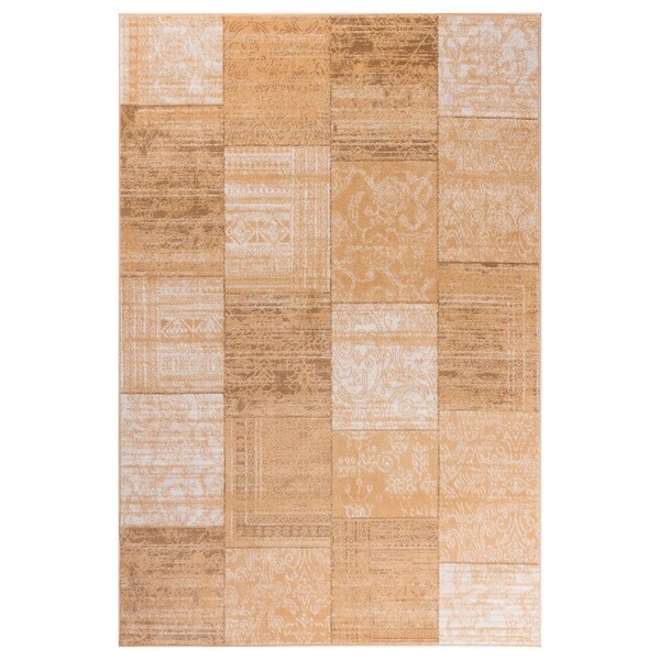 GAD Patchwork Beige Transitional Design Rug with Modern Stylish Look. - 5'3" X 7'6"