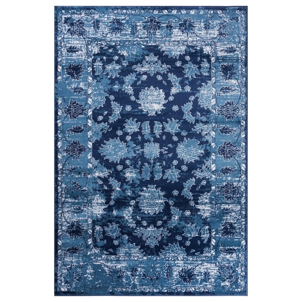 GAD Magnolia Blue Transitional Design Area Rug with Stylish Look. - 7'R