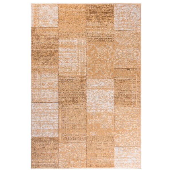 GAD Patchwork Transitional-design Beige Rug with Modern Stylish Look - 7'10 x 10'2