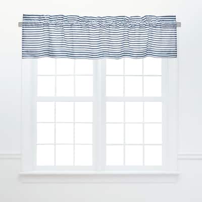 Ticking Stripe Hemstitched Cotton Window Curtain Valance Set of 2 - 15.5 x 72