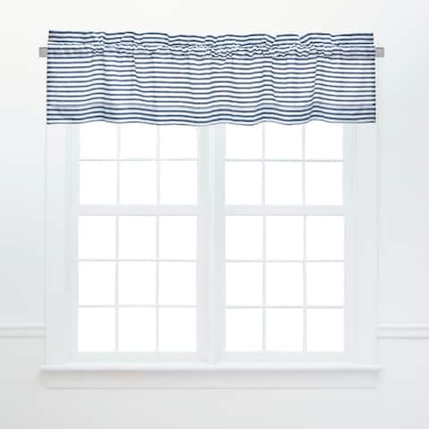 Ticking Stripe Hemstitched Cotton Window Curtain Valance Set of 2 - 15.5 x 72