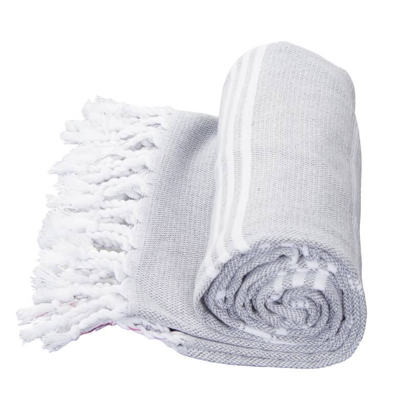 Porch & Den Independence Striped Cotton Fringed Oversized Beach Towel