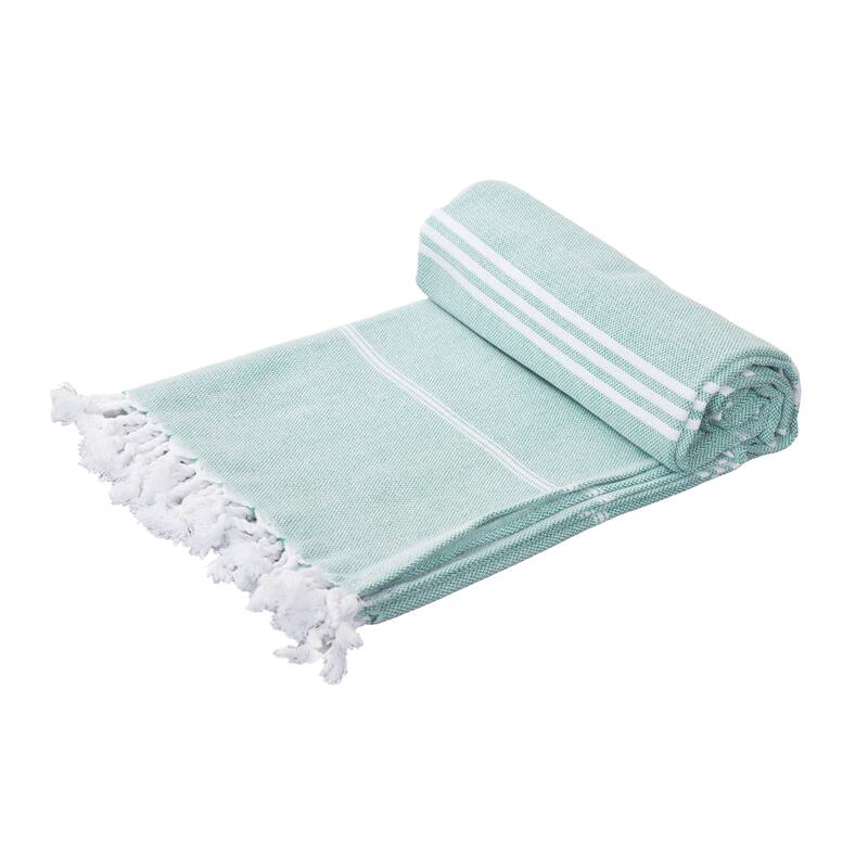 Porch & Den Independence Striped Cotton Fringed Oversized Beach Towel