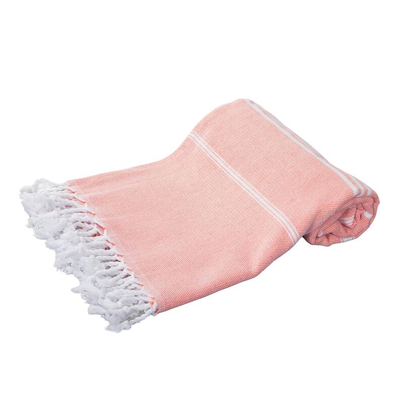 Porch & Den Independence Striped Cotton Fringed Oversized Beach Towel - Orange - Single Piece