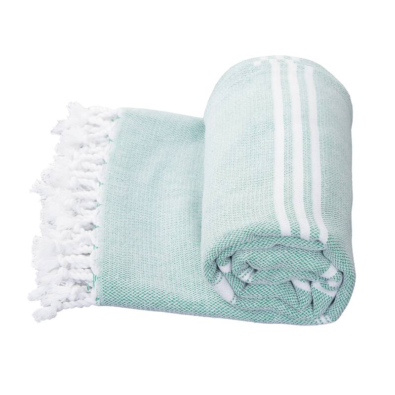 Porch & Den Independence Striped Cotton Fringed Oversized Beach Towel