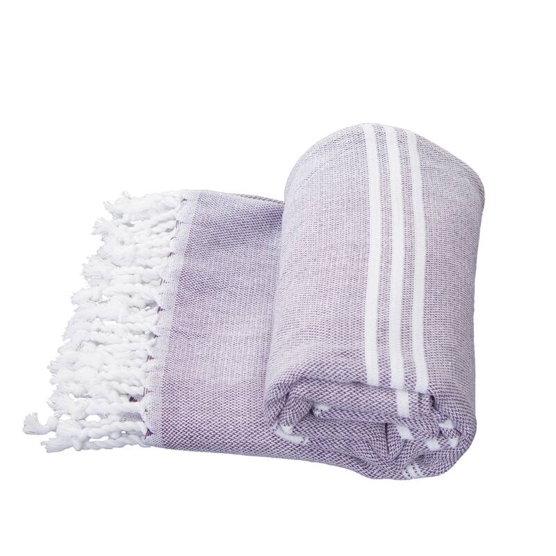 Porch & Den Independence Striped Cotton Fringed Oversized Beach Towel