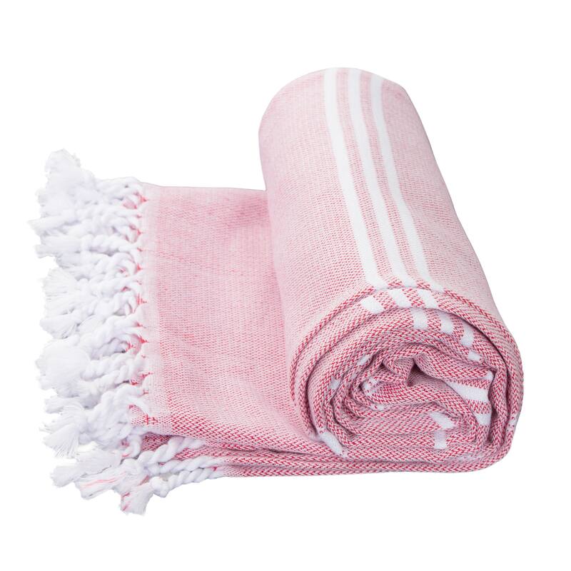Porch & Den Independence Striped Cotton Fringed Oversized Beach Towel