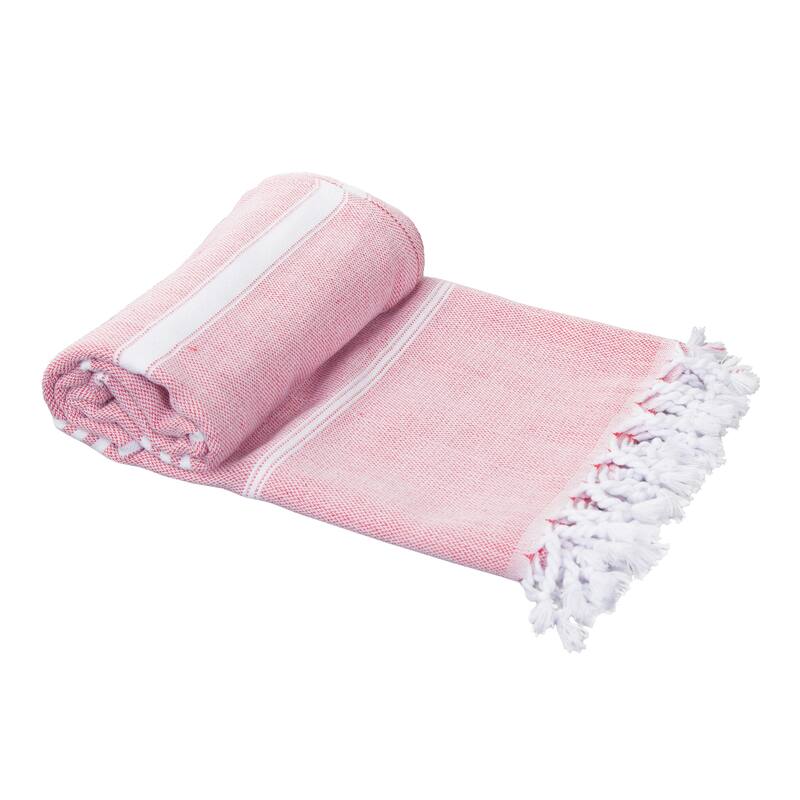 Porch & Den Independence Striped Cotton Fringed Oversized Beach Towel