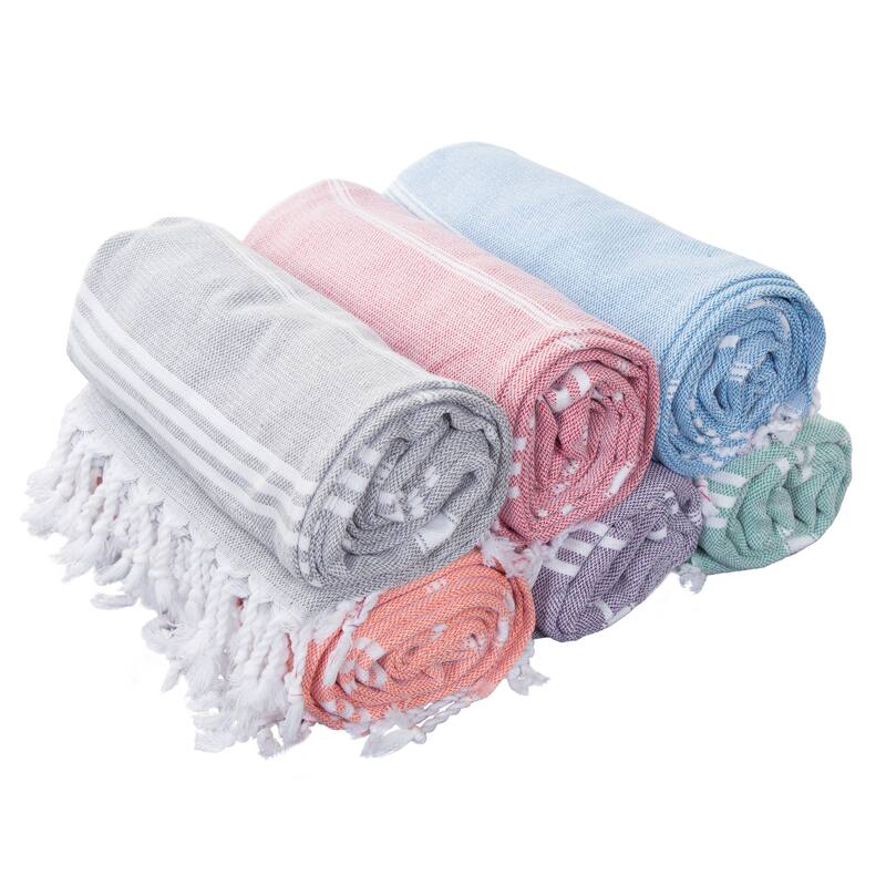 Porch & Den Independence Striped Cotton Fringed Oversized Beach Towel