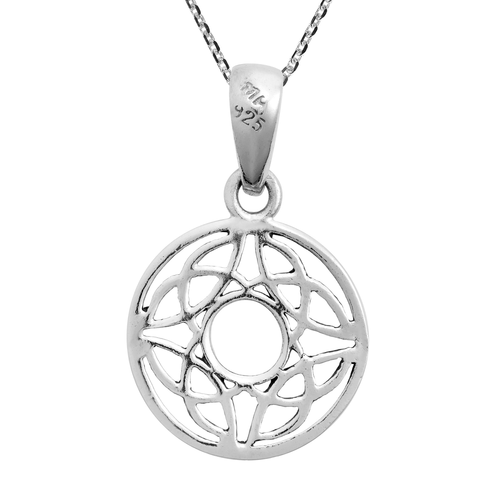 18-Inch Rhodium Plated Necklace with 4mm Light Sapphire Birthstone Beads and Sterling Silver Crucifix Charm.