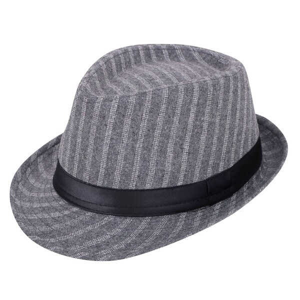 Cuban Style Men/'s Gangster Structured Pinstripe Short Brim Fedora Hat Grey