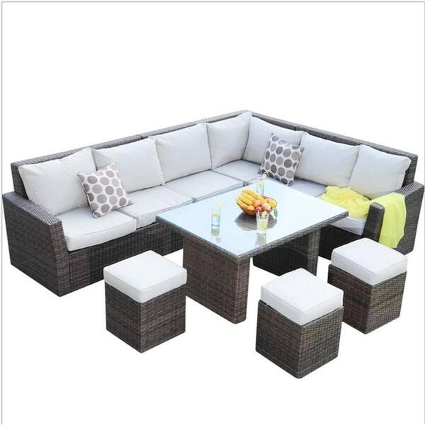 Shop Direct Wicker Patio Rattan Sofa Set Sectional Outdoor Furniture On Sale Overstock 27877845