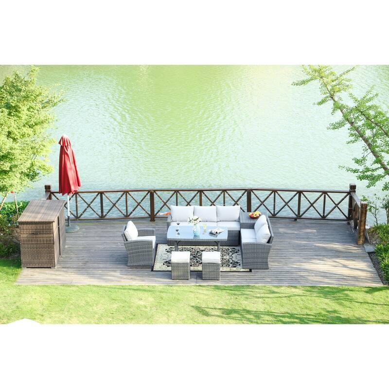 7-piece Patio Furniture Set with Side Storage Box by Direct Wicker