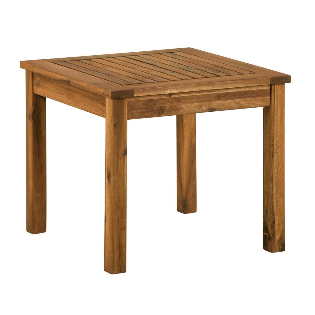 20" Wood Patio Simple Square Side Table - Brown